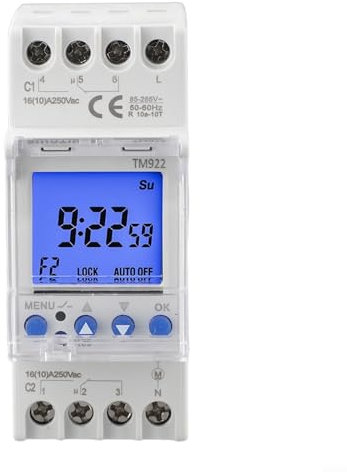TM922 - Temporizador digital de 2 canales con dos relés programables, pantalla LCD grande para interruptor de tiempo 8,5 x 3,5 x 6,5 cm (TM922-K 85-265 V)