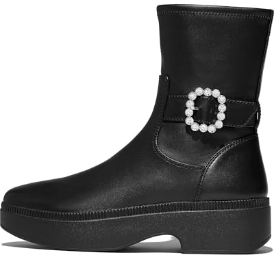Fitflop Damen F-luma Crystal-Buckle Leather Short Boots Stiefelette