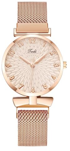 OFFCUP Orologio da Donna, Orologio Analogico al Quarzo Donna, Orologio da Polso Donna Con Cinturino in Acciaio Inossidabile Classico Casual, Movimento a Tre Lancette, Cassa da 29.5MM- Oro rosa