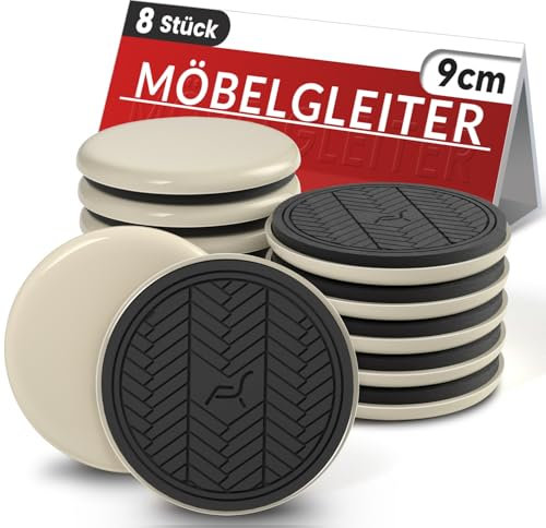 Möbelgleiter Teppich, 8 Stück -9cm - Möbelgleiter Kunststoff, Furniture Sliders, Möbel einfach bewegen, Schützen Sie Ihre teppichboden