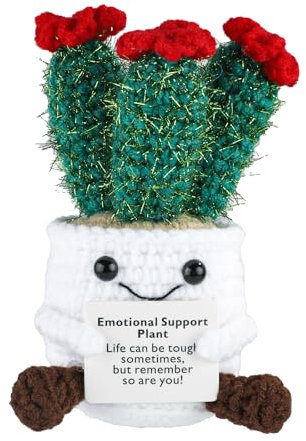 lasuroa Cactus Positivo, Morbide Piante in Vaso All'Uncinetto Bambola di Supporto Positivo di Cactus Lavorata a Maglia Fatta a Mano per La Decorazione Della Scrivania Dell'Ufficio Della Stanza