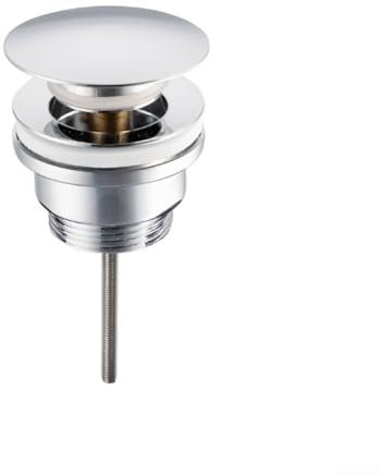 Tappo cromato per lavello, 66 mm, in acciaio inox, tappo a pressione click clack, per bagno, bidet, senza troppopieno