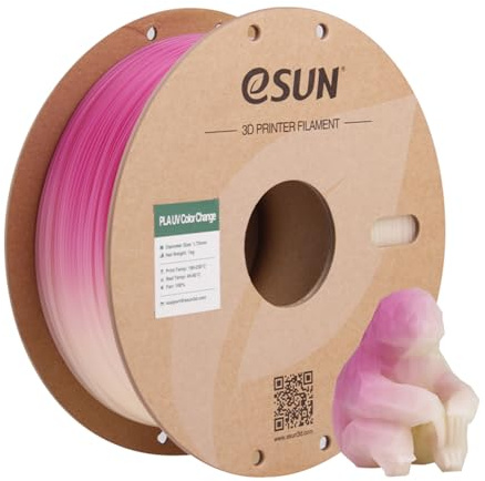 eSUN UV Farbwechsel PLA Filament 1.75mm,UV Wechsel violett und rot,1KG | Maßgenauigkeit +/- 0.05mm, 1KG Spule (2.2 LBS) für 3D Drucker