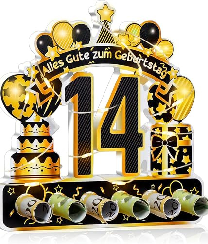14.Geburtstag Geldgeschenk Mädchen Junge mit LED Lichterkette,Geschenke zum 14 Geburtstag Mädchen,14 Geburtstag Deko Geldgeschenke,14 Jahre Geld Geschenk Tisch Party (14)