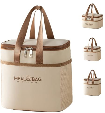 LaresDay Sac à dos isotherme pliable avec 2 compartiments | Sac isotherme réutilisable pour bureau, école, camping | Léger et imperméable | Tissu Oxford avec couche isolante en aluminium (L)