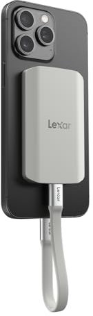 Lexar ES5 SSD Portátil 1TB, SSD Magsafe para Teléfono USB 3.2 Gen2x2 hasta 2000 MB/s de Lectura/Escritura, Protección IP65, Admite Fotografía Apple ProRes 4K (iPhone 15/16) y Samsung S25 8K