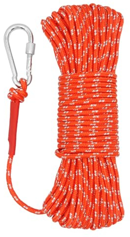 NewDoar 6 mm Marine Schwimmseil 550kg Hochfestes Geflochtenes Reflektierendes Anker-Festmacherseil mit Haken 10M 20M 30M 50M Dockleinen für Bootfahren, Camping, Ankern, Angeln, Festmachen-Orange/20M