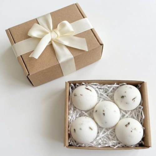 Lu.Flo Boules de Bain Femme 5x60 g, Coffret Cadeau Kraft | Pétales de Rose, Huiles d’Avocat et Tournesol, 97,99 % d’Origine Naturelle