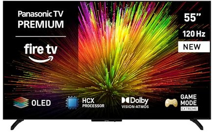Panasonic Premium TV-55Z80BEZ, Serie Z80B, 55 Pulgadas, Smart TV OLED 4K Ultra HD, 2025, Fire TV, Dolby Vision y Atmos, Modo Juego Extremo, Compatible con Alexa y Apple, Bluetooth, Negro