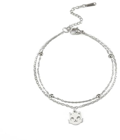 fycouyee Mode Damen Schmuck Katze Kopf Smiley Gesicht Edelstahl Armband