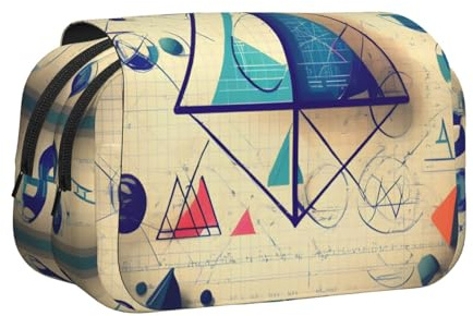 JIUTY Federmäppchen, Mathematik, Geek, Taschenrechner, großes Fassungsvermögen, für Kinder, Schreibwaren-Tasche mit doppelten Schichten, für Schule, Büro, Uni, Schwarz , Einheitsgröße