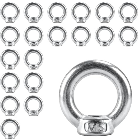 20 Stück Ringmutter M5, Ringösen Gewinde, 304 Edelstahl Ringmuttern Augenmuttern, Ösenmutter, Ösenschrauben, Schraubösen, Hardware Ringösen Ringschrauben für Hebezubehör (20, M5)