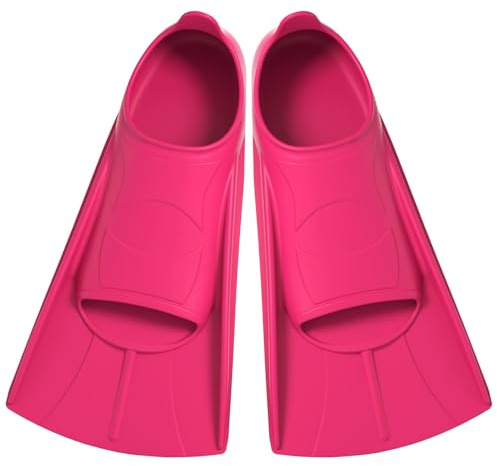 Pinne da Nuoto in Silicone, Pinne Corte per Adulti e Bambini, comode per Allenamento, Nuoto o Snorkeling (Rosso, XXS(27-29))