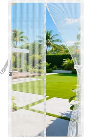 JANORS Zanzariera Porta Finestra 120x220cm,Zanzariera Magnetica,Non è Necessario Praticare Fori,Include Striscia Adesiva e Chiodi,Chiusura Automatica per Balcone, Soggiorno