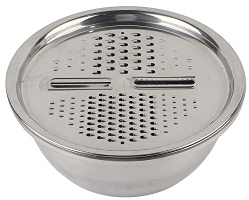 Kitchen Grater Set with Strainer Bowl | 4 - in - 1 Multi - Function Stainless Steel Colander & Food Slicer | 2000ML Large Capacity for Washing Rice/Chopping Veggies/Food Prep