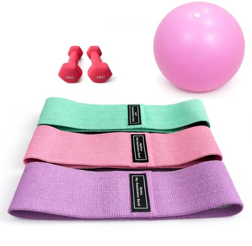 YASPROX Pilates-Set für zu Hause – Pilates - Trainingsset mit Widerstandsbändern, Pilatesball & Zubehör – Home-Workout-Fitness-Set. (PINK)