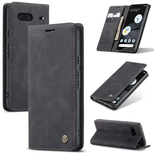 Ottcooed Handyhülle für Google Pixel 7 Hülle, Premium Leder Flip Case, Magnet Klappbar Klapphülle Tasche, Standfunktion Kartenfach Wallet Schutzhülle für Google Pixel 7, Schwarz