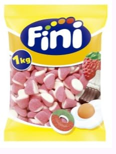 Fini Besos Bisous Fraise, Bonbons en Forme de Baiser, Sachet de 1 kg