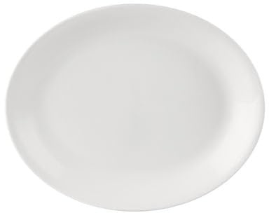 We Can Source It Ltd Simply Oval Ceramic Coupe Plates Set of 4, 30x24cm White Porcelain Platters, Dinner Plates Serving Dishes, Hotelware, Catering and Restaurant Grade Dinnerware Plate Set