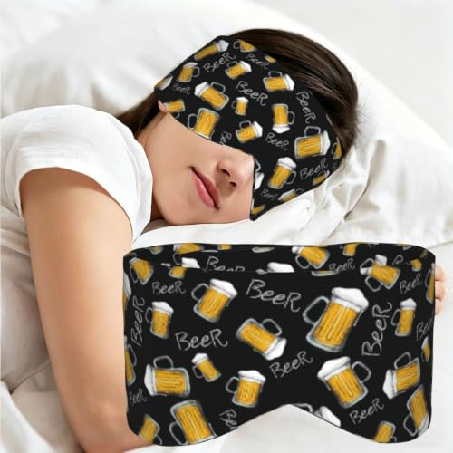 Beer Mug Pattern, Sleep Mask for Home Travel, Full Eye Covers Light Blocking Eye Mask Sleep Eye and Ear Muffs