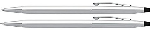 CROSS Classic Century - Parure stylo bille et portemine avec gomme - Rechargeable - Pointe medium - Chrome poli / plaqué chrome - Écrin classique inclus