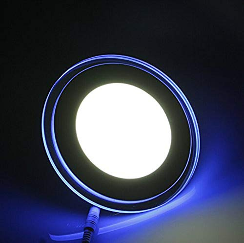 Panneau en verre LED 12 W rond Φ 160 mm Super slim encastré, lumière froide avec lumière bleutée bordée et avec 3 positions de changement ONSSI