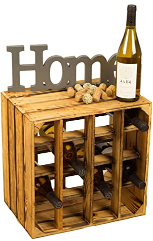 fiammato portabottiglie 16ER Dimensioni 40 x 40 x 27 cm mensola scatola cantinetta portabottiglie Apple box/Wine box, Flamed, 1er set 16er geflammt