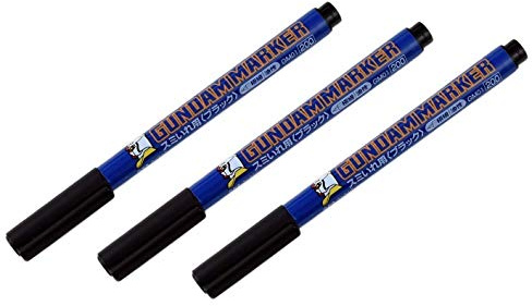 Gundam Marker Sumi-Ire, Ultra Fine Type by GSI Creos, Set of 3 (Black GM01)
