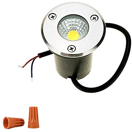 Onerbuy 12V LED COB Underground Path Light Low Voltage Landscape In-ground Lights Outdoor Decorative Spotlight for Yard, Garden, Driveway, Deck, Patio, IP67 Water-Resistant (Warm White, 3W)
