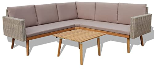 vidaXL Garten Sofagarnitur 4-TLG. Poly Rattan Grau Gartensofa Gartenmöbel Set