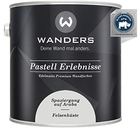 Wanders Pastell Erlebnisse 2,5L - Felsenküste/Helles Grau - Edelmatte Wandfarbe! Küchenmöbellack und Möbelfarbe. Kreidefarbe für Holz & mehr. Hohe Deckkraft, schnell trocknend