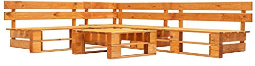 vidaXL Holz Garten Palettensofa 4-TLG. Sofagarnitur Sitzgarnitur Gartensofa Ecksofa Lounge Gartenmöbel Gartenset Palettenmöbel In/Outdoor Honigbraun