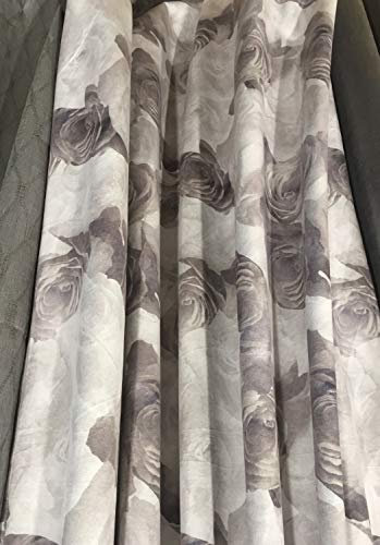 LillaBelle Vorhang Jolie GRAU Velour 140x250cm 2 Stück Edel Rosen floral Blumen Gardinenschals Vorhangset