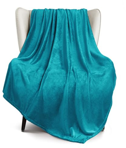 Exclusivo Mezcla Kuscheldecke Fleecedecke 130 x 170 cm Decke Sofadecke | für Bett und Couch, Superweich, Warm, Wohndecke, Bettüberwurf, Ganzjahreszeit, Plüsch, Leicht, Türkisgrün