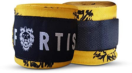 Fortis Predator Boxbandagen, mexikanischer Stil, perfekt für MMA, Muay Thai, Comat Sport, 5 Meter elastische Bandagen (Bumblebee Yellow)