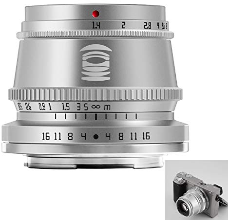 TTArtisan 35mm F1.4 Objektiv APS-C MF Kameraobjektiv kompatibel mit E-Mount Kameras A5000 A5100 A6100 A6300 A6400 A6500 A6600 NEX A7 A7I A7R A7RIV A7S A7SI A7SII A9 und mehr(Silber)