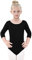 Kefiyis Ballettanzug Mädchen 3/4 Langarm Turn-Leotards Ballett Gymnastik Turnanzug Trikot aus Baumwolle für Kinder (120, Schwarz)