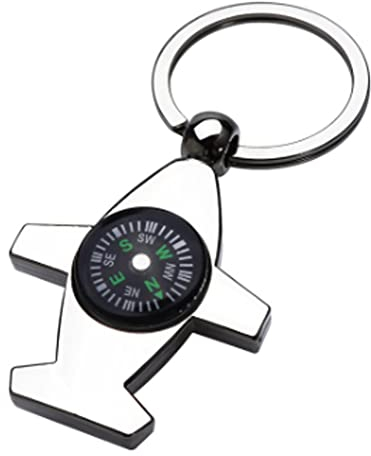 ARFUKA Schlüsselanhänger Edelstahl Auto Schlüsselanhänger Kompass Flugzeug Anhänger Metall Keychain Schlüsselbund Geburtstag Weihnachtsgeschenke für Männer und Frauen