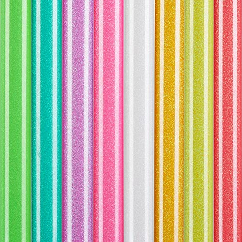 Blueshyhall 8 Stück Plotterfolie Textil Glitzer Neon, 30 x 25 cm Heat Transfer Vinyl Textilfolie Leuchtet Im Dunkeln, HTV Aufbügelfolie Transferpapier Textil Flexfolie für T-Shirts DIY Stoff