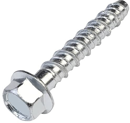 AERZETIX - C57356 - Lot de 10 Vis pour béton à tête hexagonale à embase/collerette Ø7.8x45 mm - fixation directe sans cheville - pour clé à 6 pans 10 mm - en acier - pour rénovation construction