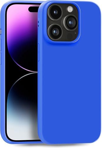 MyGadget TPU Case for iPhone 14 Pro - [ Camera Protection & Anti Fingerprint ] - Silicone Cover with Soft Touch & Anti Scratch Shell - Blue