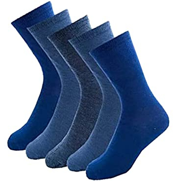 KAV Men’s Pack of 5 Daily Use Comfortable and Breathable Classic Casual Socks For Men - Smart Wicking Durable Sock UK 7-11 (Blue Pack of 5)