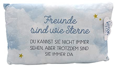 Dekohelden24 Kissen/Kuschelkissen mit Bezug aus 100% Baumwolle, L/B/H: 40 x 13 x 23 cm. Motiv: Freunde sind wie Sterne