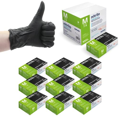 Guantes nitrilo NEGRO Talla XS [1.000 unidades] Alta Resistencia y Elasticidad | Ideal para Taller mecanico , Tattoo, Manicura, Peluqueria, Limpieza, Laboratorio | Para personas con alergía al Látex
