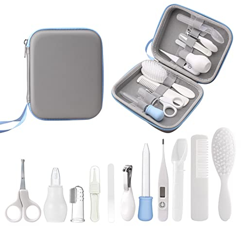 RoseFlower 11pcs Trousse de Soin Bébé Naissance Set de Toilette Bébé Confort sans BPA non Toxique Thermomètre/Lime à Ongles/ciseaux à ongles et D'autres Accessoires pour Le Voyage/à la Maison