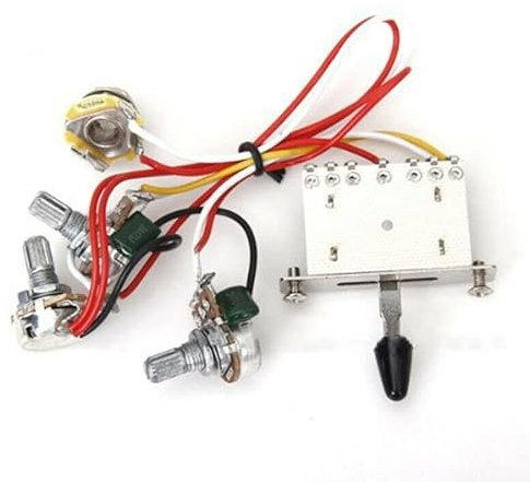 Luxuypon Guitar Wiring Harness Kit 5-Way Switch 500k Pots For Fender Stratocaster Strats