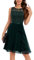 Berylove - Vestido de cóctel elegante con dobladillo de volantes para mujer, para boda, vestido de noche corto, verde oscuro, XS