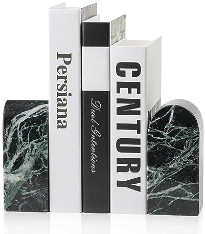Koville Serre-Livres en Marbre Naturel Italien pour Étagères, Serre-Livres Décoratifs, Supports de Livres en Marbre Robustes de 7 Livres, Décoration d'Appartement pour Étagère à Livres