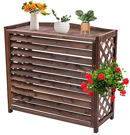 Cubre Aire Acondicionado Exterior Cubierta Independiente De Madera para Aire Acondicionado Pantalla De Cerca De Aire Acondicionado De 85-120 Cm, Estante De Flores para Aire Acondicionado De