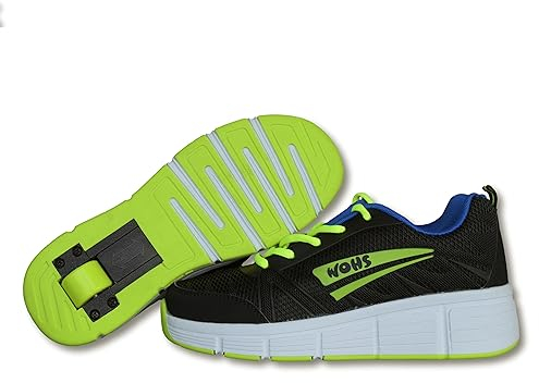 WOHS Turnschuhe mit automatisch einziehbaren Rollen. Schwarz/grün. Größe 36